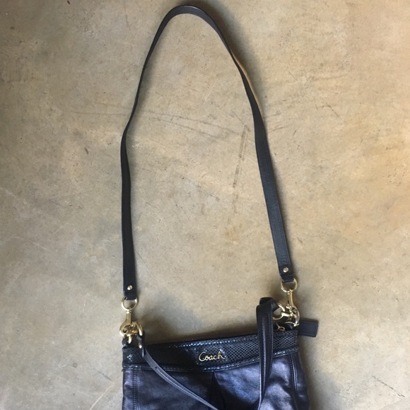 COACH Black Crossbody Shoulder Bag Black & Gold - Picture 4 of 8